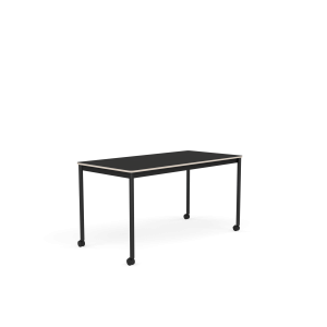 MUUTO stół z kółkami BASE 140x70 czarny nanolaminat / sklejka / czarna podstawa
