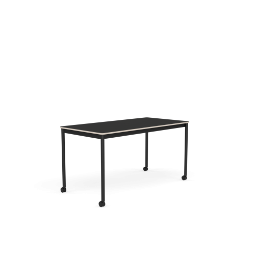 MUUTO stół z kółkami BASE 140x70 czarny nanolaminat / sklejka / czarna podstawa