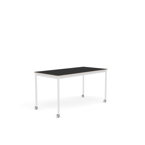 MUUTO stół z kółkami BASE 140x70 czarny nanolaminat / sklejka / biała podstawa