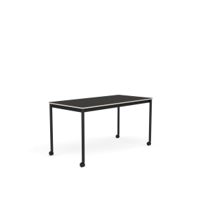 MUUTO stół z kółkami BASE 140x70 czarne linoleum / sklejka / czarna podstawa