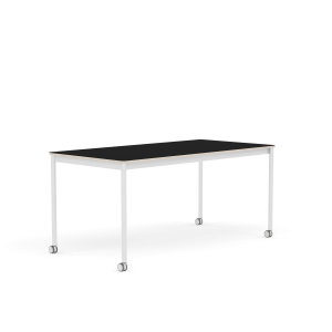 MUUTO stół z kółkami BASE 160x80 czarny laminat / sklejka / biała podstawa