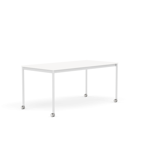 MUUTO stół z kółkami BASE 160x80 biały laminat / biały ABS / biała podstawa