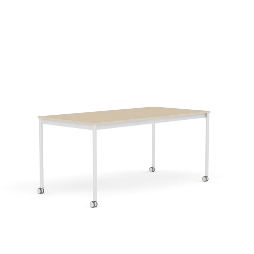 MUUTO stół z kółkami BASE 160x80 fornir dębowy / sklejka / biała podstawa