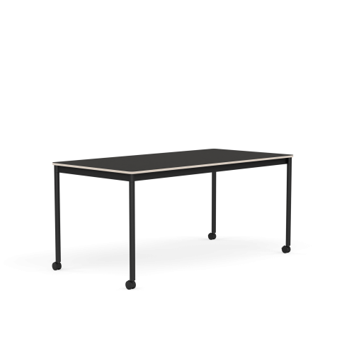 MUUTO stół z kółkami BASE 160x80 czarne linoleum / sklejka / czarna podstawa