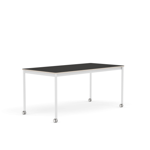 MUUTO stół z kółkami BASE 160x80 czarne linoleum / sklejka / biała podstawa