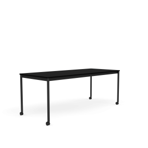 MUUTO stół z kółkami BASE 190x80 czarny laminat / czarny ABS / czarna podstawa