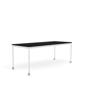 MUUTO stół z kółkami BASE 190x80 czarny laminat / czarny ABS / biała podstawa