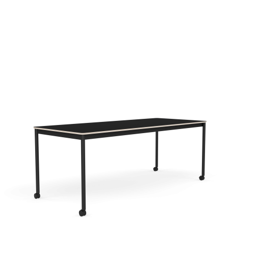 MUUTO stół z kółkami BASE 190x80 czarny laminat / sklejka / czarna podstawa