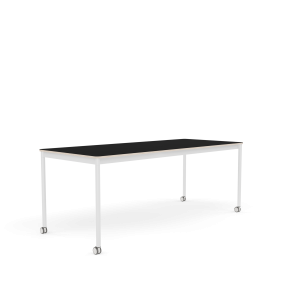 MUUTO stół z kółkami BASE 190x80 czarny laminat / sklejka / biała podstawa