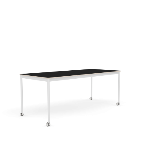 MUUTO stół z kółkami BASE 190x80 czarny laminat / sklejka / biała podstawa