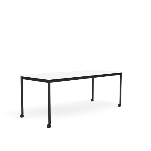 MUUTO stół z kółkami BASE 190x80 biały laminat / biały ABS / czarna podstawa