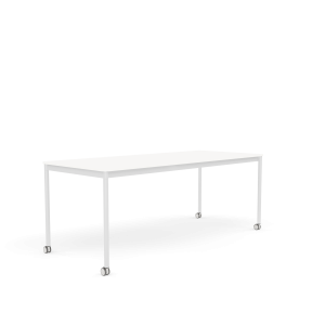MUUTO stół z kółkami BASE 190x80 biały laminat / biały ABS / biała podstawa