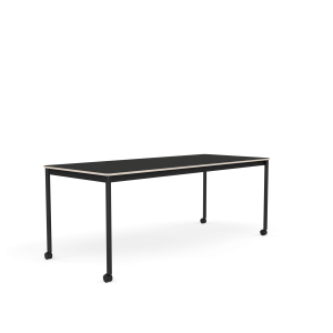 MUUTO stół z kółkami BASE 190x80 czarny nanolaminat / sklejka / czarna podstawa