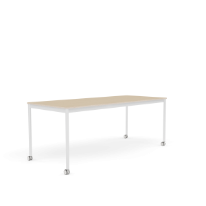 MUUTO stół z kółkami BASE 190x80 fornir dębowy / sklejka / biała podstawa