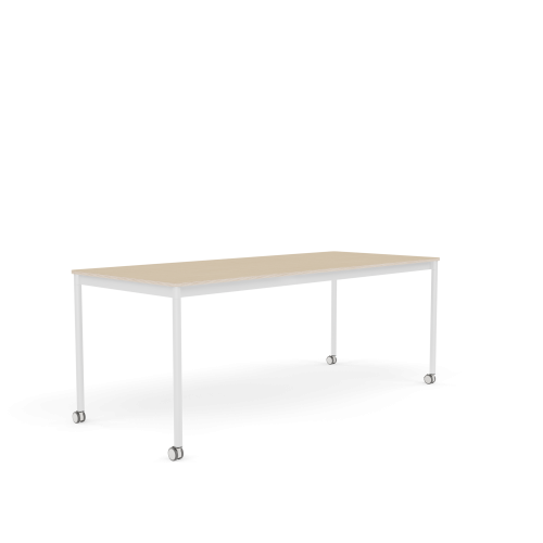 MUUTO stół z kółkami BASE 190x80 fornir dębowy / sklejka / biała podstawa