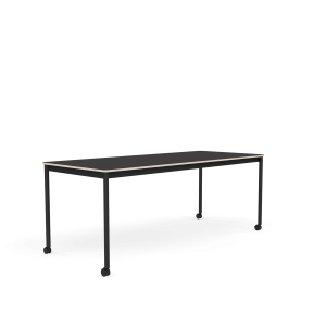 MUUTO stół z kółkami BASE 190x80 czarne linoleum / sklejka / czarna podstawa