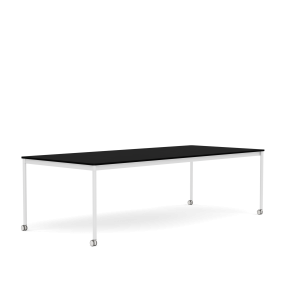 MUUTO stół z kółkami BASE 250x110 czarny laminat / czarny ABS / biała podstawa