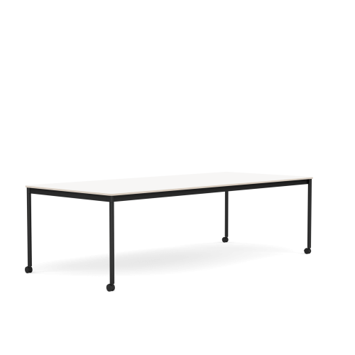 MUUTO stół z kółkami BASE 250x110 biały laminat / sklejka / czarna podstawa