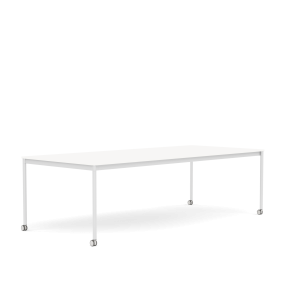 MUUTO stół z kółkami BASE 250x110 biały laminat / biały ABS / biała podstawa