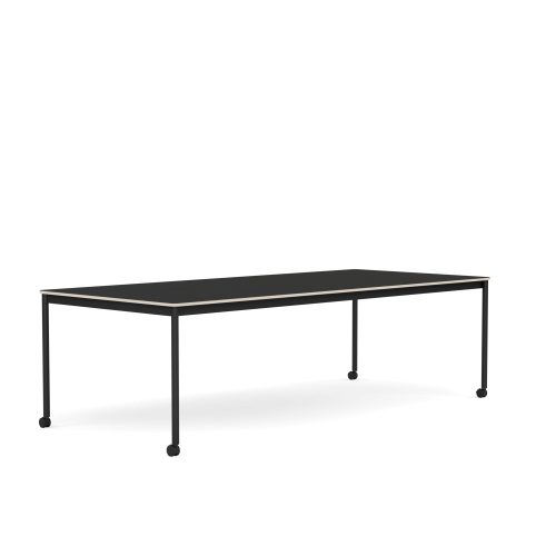 MUUTO stół z kółkami BASE 250x110 czarny nanolaminat / sklejka / czarna podstawa