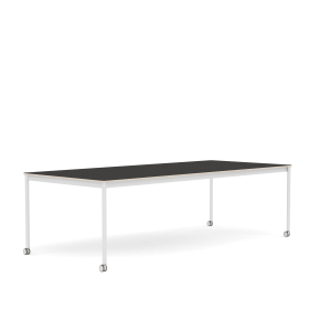 MUUTO stół z kółkami BASE 250x110 czarne linoleum / sklejka / biała podstawa