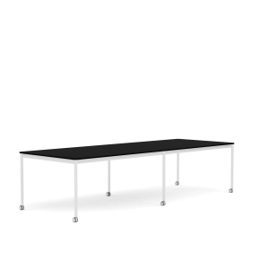 MUUTO stół z kółkami BASE 300x110 czarny laminat / czarny ABS / biała podstawa