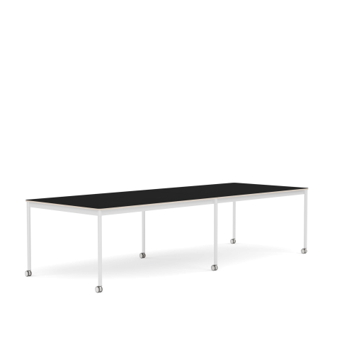 MUUTO stół z kółkami BASE 300x110 czarny laminat / sklejka / biała podstawa