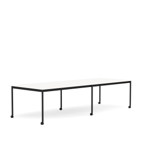 MUUTO stół z kółkami BASE 300x110 biały laminat / biały ABS / czarna podstawa