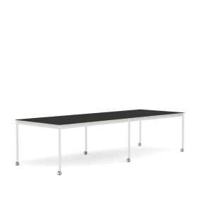 MUUTO stół z kółkami BASE 300x110 czarny nanolaminat / sklejka / biała podstawa