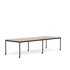 MUUTO stół z kółkami BASE 300x110 fornir dębowy / sklejka / czarna podstawa