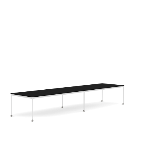 MUUTO stół z kółkami BASE 440x110 czarny laminat / czarny ABS / biała podstawa