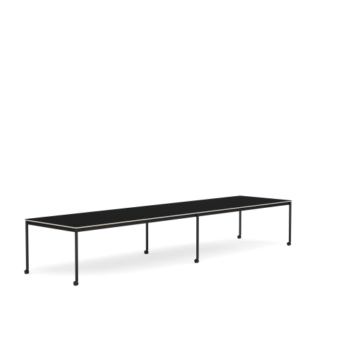 MUUTO stół z kółkami BASE 440x110 czarny laminat / sklejka / czarna podstawa