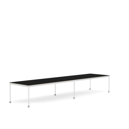 MUUTO stół z kółkami BASE 440x110 czarny laminat / czarny ABS / biała podstawa