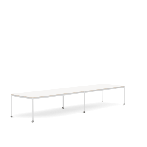 MUUTO stół z kółkami BASE 440x110 biały laminat / czarny ABS / biała podstawa