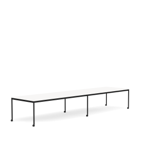 MUUTO stół z kółkami BASE 440x110 biały laminat / biały ABS / czarna podstawa