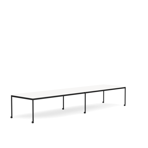 MUUTO stół z kółkami BASE 440x110 biały laminat / biały ABS / czarna podstawa