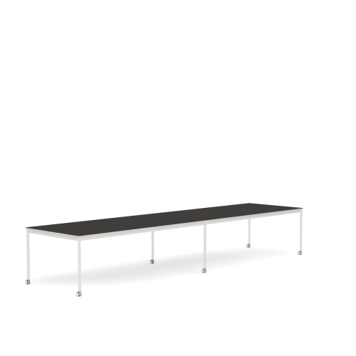 MUUTO stół z kółkami BASE 440x110 czarne linoleum / sklejka / biała podstawa