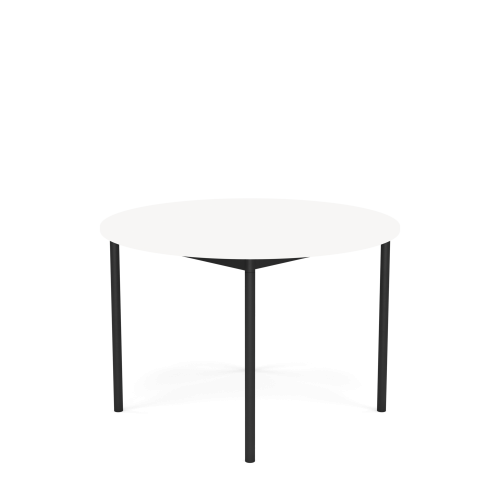 MUUTO stół okrągły BASE Ø 110cm biały laminat / biały ABS / czarna podstawa