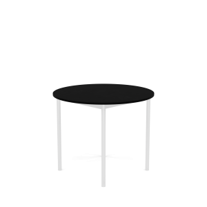 MUUTO stół okrągły BASE Ø 90cm czarny laminat / czarny ABS / biała podstawa