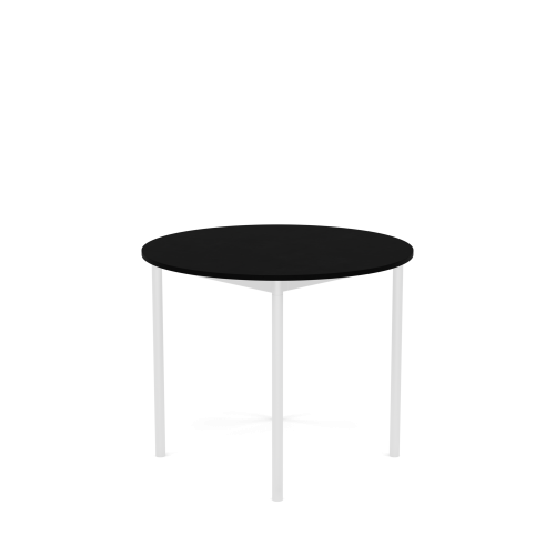 MUUTO stół okrągły BASE Ø 90cm czarny laminat / czarny ABS / biała podstawa