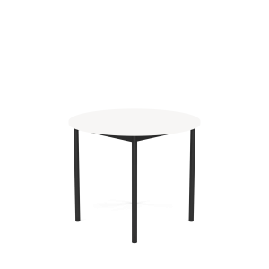 MUUTO stół okrągły BASE Ø 90cm biały laminat / biały ABS / czarna podstawa