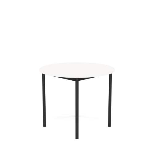 MUUTO stół okrągły BASE Ø 90cm biały laminat / biały ABS / czarna podstawa