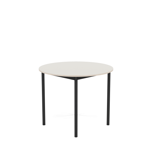 MUUTO stół okrągły BASE Ø 90cm biały nanolaminat / sklejka / czarna podstawa