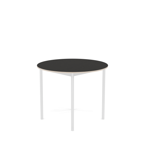 MUUTO stół okrągły BASE Ø 90cm czarne linoleum / sklejka / biała podstawa