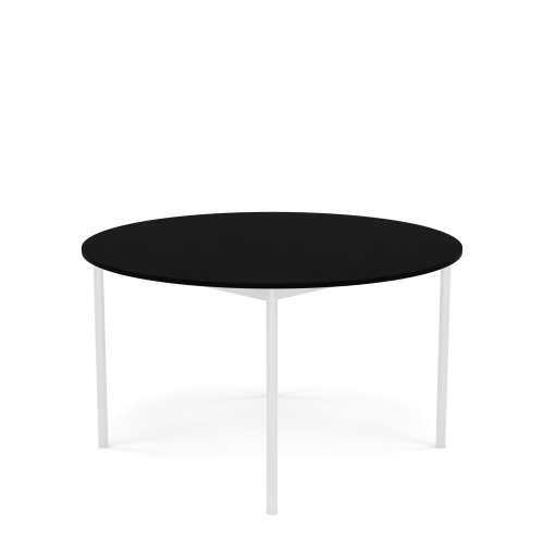 MUUTO stół okrągły BASE Ø 128cm czarny laminat / czarny ABS / biała podstawa