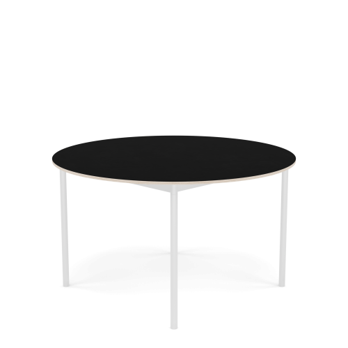 MUUTO stół okrągły BASE Ø 128cm czarny laminat / sklejka / biała podstawa