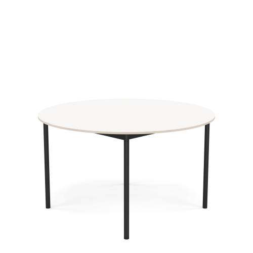 MUUTO stół okrągły BASE Ø 128cm biały laminat / sklejka / czarna podstawa