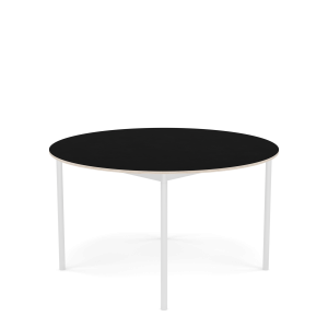 MUUTO stół okrągły BASE Ø 128cm czarny laminat / sklejka / biała podstawa