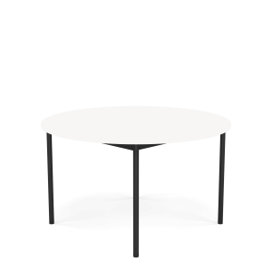 MUUTO stół okrągły BASE Ø 128cm biały laminat / biały ABS / czarna podstawa