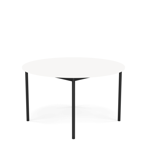 MUUTO stół okrągły BASE Ø 128cm biały laminat / biały ABS / czarna podstawa